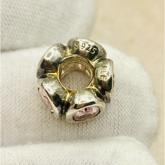 EUC Pandora 790311PCZ Sterling Silver w/ Pink Zirconia Oval Lights Charm - Picture 8 of 9